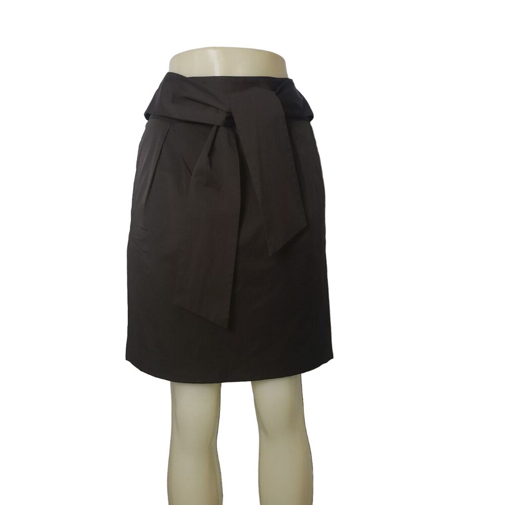 BANANA REPUBLIC Stretch Dark Brown Tulip Skirt with Sash Tie Waist Womens Size 8